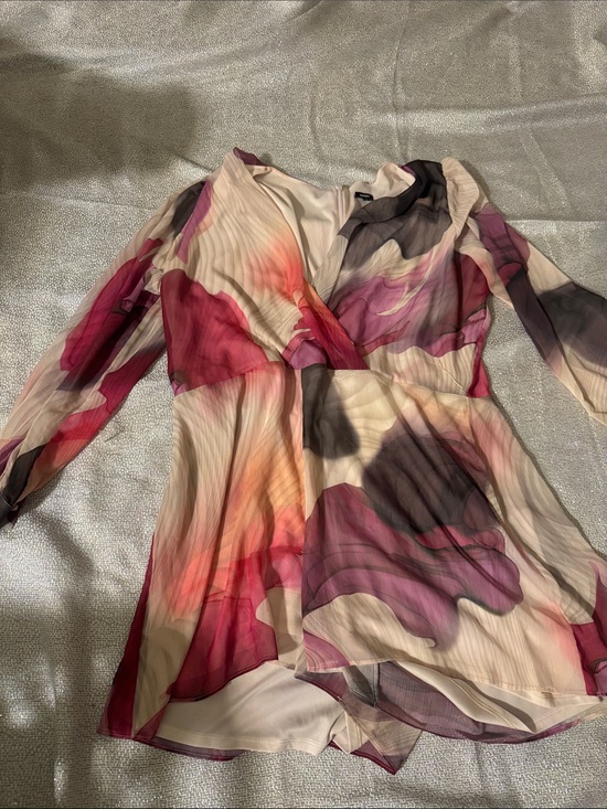 Express Dresses & Skirts - Express Floral Watercolor Wrap-Style Romper